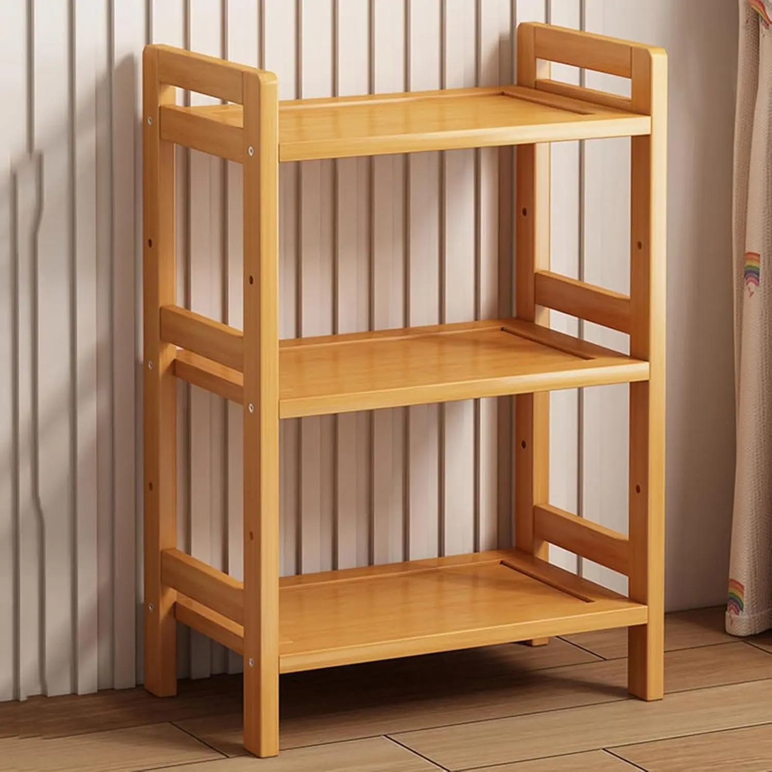 3-Tier Eco-Friendly Bamboo Standing Shelf - Bamboo Wood Stand, Multifunctional Durable Small Spaces Organizer Rack for Bathroom, Kitchen Pantry Storage, Organizer Storage
