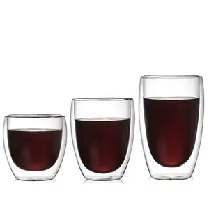 Creative Egg Shaped Double Layer Insulated Glass Cup Set