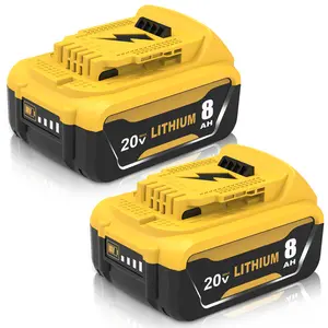 Upgraded 2pack 8000mah Dcb206 Replacement Battery For Dewalt 20v Max, 8.0ah Lithium Ion Compatible With Dewalt 20v Battery Dcb206 Dcb201  Series   And Power Tools (2 Packs)