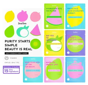 ZealSea Clean Beauty Face Masks Skincare, Minimalism 15 Ingredients Sheet Mask, Deep Hydration Facial Mask for Bouncy & Glowing, Sleepover Spa Party Supplies, Women Teen Girl Gifts Trendy Stuff, 7Pack