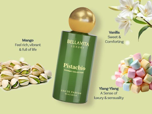 The Sweet Indulgence Trio by Bellavita Luxury | Perfume Combo Gift Set | Gourmand Dessert Collection 3×100 ml | Long Lasting Unisex Perfumes | Pistachio, Mango & Vanilla | Vegan & Cruelty Free Eau De Parfum