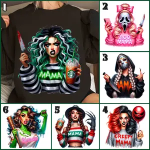 Spooky Mama Horror Halloween Sweatshirt, Sassy Girl Halloween Graphic Tee, Funny Horror Movie Shirt, Trendy Mama Drinking Streetwear Top, Gift for Halloween