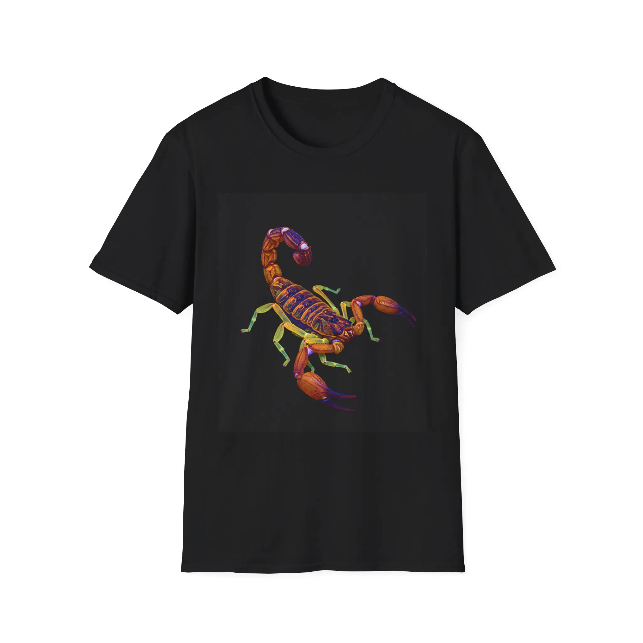 Colorful Scorpion Graphic T-Shirt, Unisex Softstyle Tee, Unique Gift for Him or Her, Cool Summer Wear, Edgy Fashion Statement