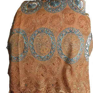 Elegant African Lace Fabric for Women & Men All Occasions with Circular Patterns and Beads Design