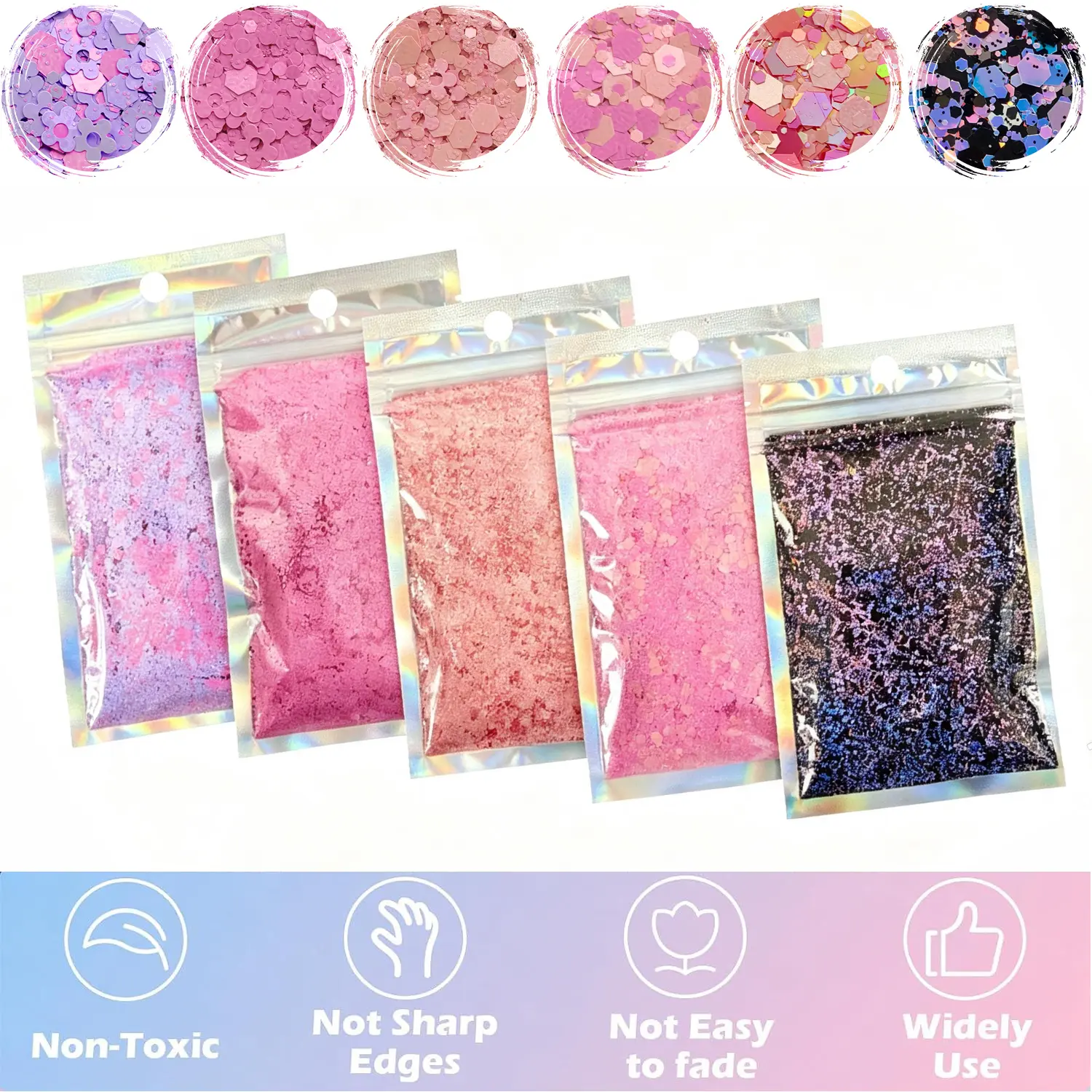 Holographic Coarse Block Shining Nail Resin Mixing Powder DIY Set - Nail Rainbow Shining, Decoration, Art | Fine Mixed Block Shining, Ideal for Nail Enthusiasts, Crafts, Christmas Mold Fillers