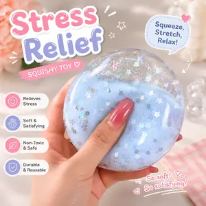 【Limited Time Deal + FS】 Dreamy Sand Layer Ball Handmade Squishy Relax Toy Quick Bounce Water Feel For Boys Girls Stress Relief Squishy Toy Soft Elastic Palm Grip