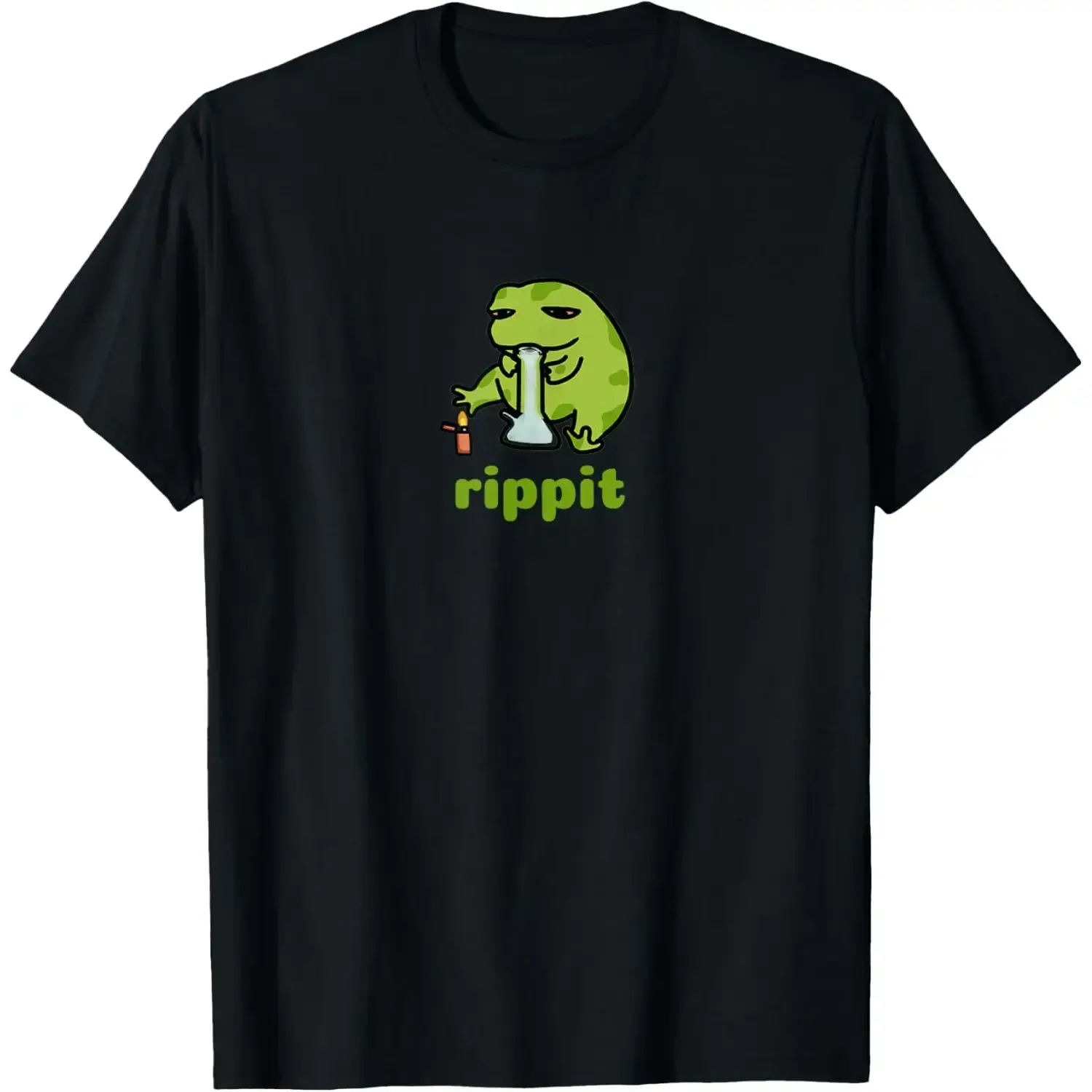 Women's Vintage Graphic T-Shirt - 100% Cotton Short-Sleeve Streetwear Top with Funny 'Rippit' Stoner Frog Print for Everyday Wear, Tshirt, Cartoon, Casual, Crew Neck