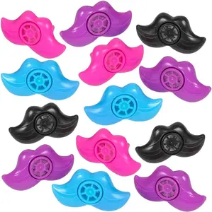 Mustache Lip Whistles for Kids, Bulk Pack of 48, Durable Plastic Noise Maker Party Whistles, Bright Assorted Colors, Birthday Party Favors, Goodie Bag Fillers, Treasure Box Prizes