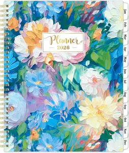 Planner 2026 Planner Daily Weekly and Monthly, Jan 2026 - Dec 2026, 8.5" X 11", Colorful Tabs, Back Pocket, Perfect Daily Organizer - Floral No Brand