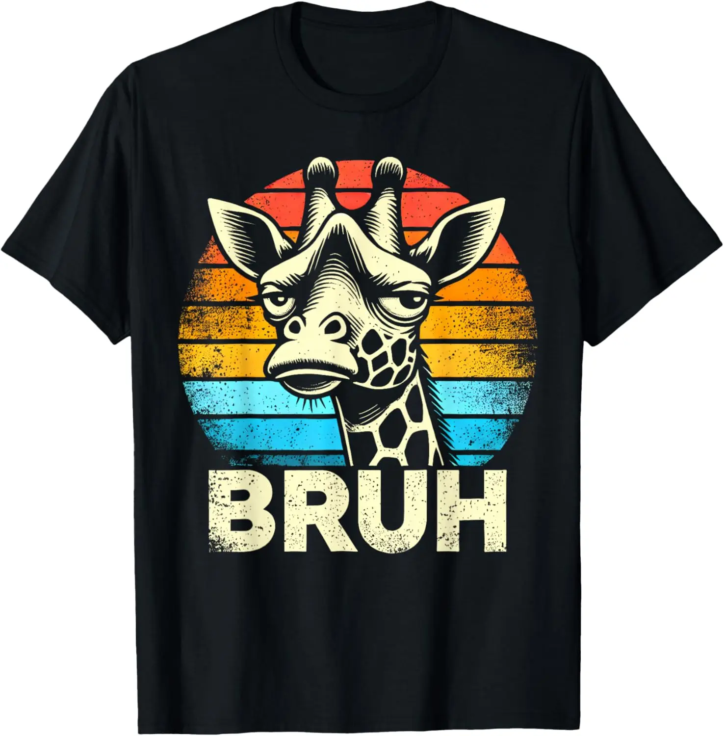 Pure Cotton Funny Graphic Meme Giraffe Bruh Men's T-Shirt - Fitness, Casual, Comfortable Short-Sleeves Top, Gifts for Men