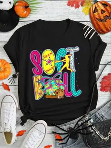 Cotton Softball Coquette Bow Game Day Softball Vibes Women Girls T-Shirt Print Round Neck Short Sleeve Streetwear Fashion Breathable Homme Soft Unisex Designer Clothes For Women Casual Clothes