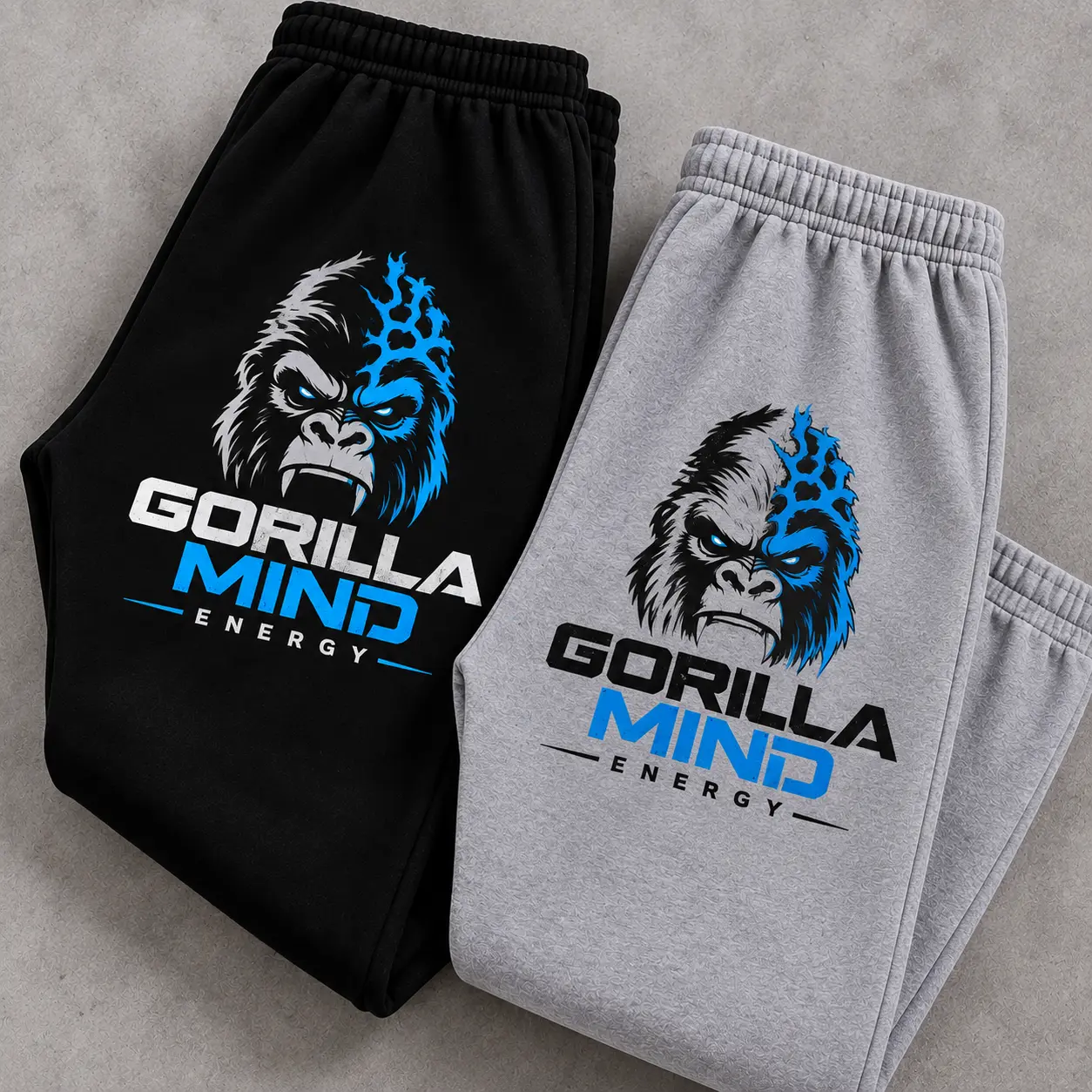 Gorilla Mind Energy Sweatpants, Gorilla Graphic Jogger Pants, Gym Fitness Streetwear Sweatpants, Blue Black Energy Drink Pants, Gift for Gym Lovers Men Women Bodybuilders Boyfriend Girlfriend Friends, Workout Fitness Gift, Trending 2026-2027