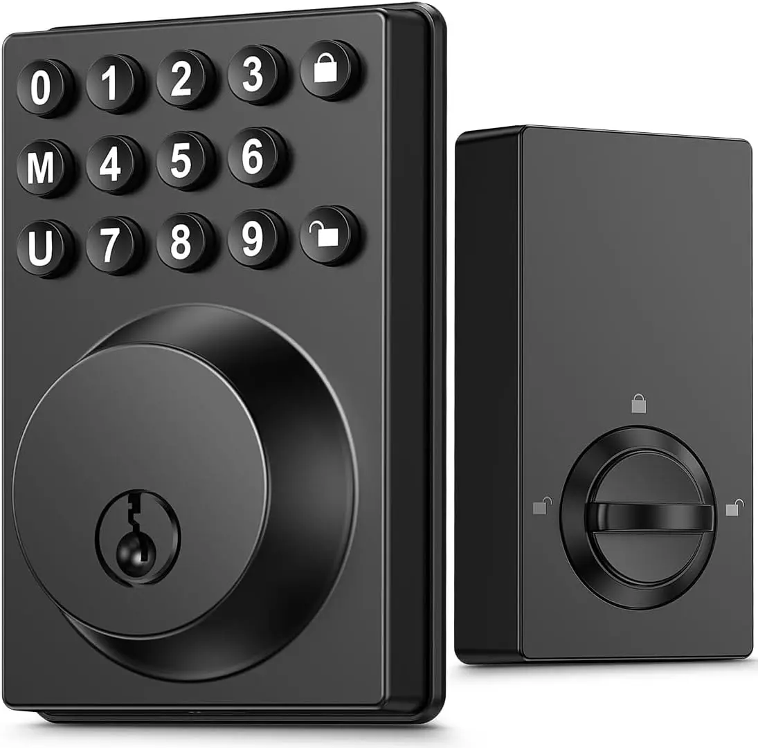 Keyless Entry Door Lock Keypad Deadbolt Matte Black with  One-Touch Simplified Program and   Auto Lock Easy Installation 2 Spare Key (Matte Black)