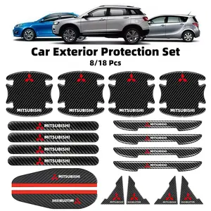 8/18 Pcs Car Door Handle Scratch Guard Stickers, Rearview Mirror Rain Shield, Door Corner Protection, Mitsubishi Compatible, Auto Accessories, Car Decals, Car Door Edge Guards