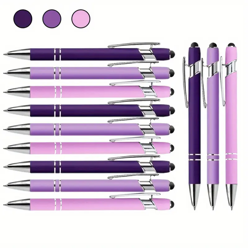 12pcs Metal Ballpoint Pens with Capacitive Touch Technology, Smooth Writing Ergonomic Grip Black Ink Pens, Durable Office Writing Tool Pen Set for Students Office Business Use