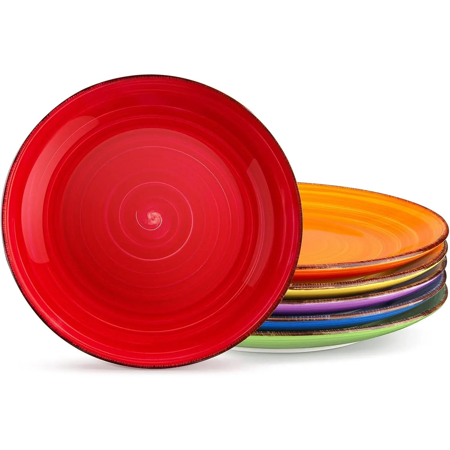 Bonita Dinner Plates, 10.5 Inch Ceramic Plates, Microwave, Oven and Dishwasher Safe Plates Set of 6 - Assorted Colors