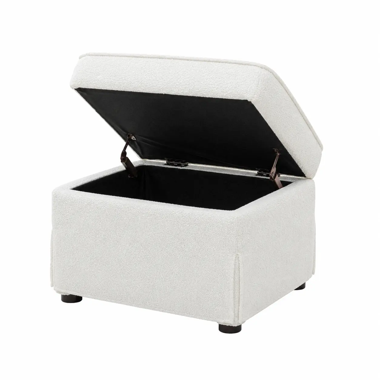 Woodcrest 24" Wide Rectangle Storage Ottoman - Cream Boucle Performance Fabric, Lift Top Hidden Storage Footrest, Upholstered Accent Stool for Living Room Bedroom Entryway