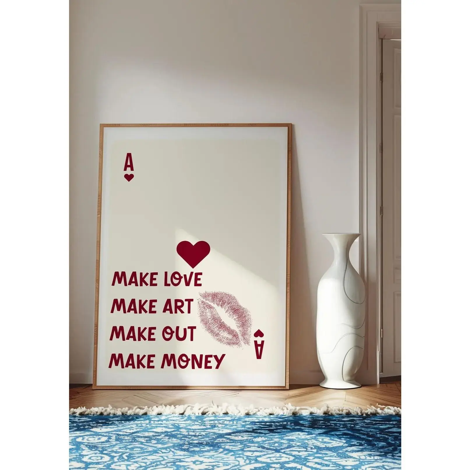 [SALE UP TO 30%] Ace of Hearts Wall Art Print Red Trendy Wall Art Card Poster Make Love Quote Poster Apartment Aesthetic Affirmation Poster Quote Poster