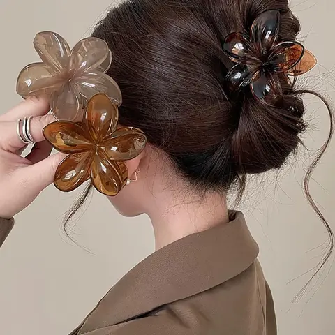 Flower Design Hair Claws, Claw Clips, Flower Hair Clip, Elegant Hair Accessories for Women & Girls, Minimalist Headwear Suitable for Thick Hair, Valentine's Day Gift, Claw Clip Pack