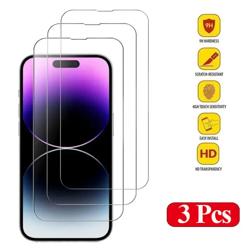 Screen Protector Glass Protection Compatible with iPhone 14 Pro/15/16/13/12/11 Pro Max, Mica Material for iPhone 17 Pro, Glass Film for iPhone 13/14 Pro, Cellphone Smartphone Accessories, Protective Phone Screen Protectors
