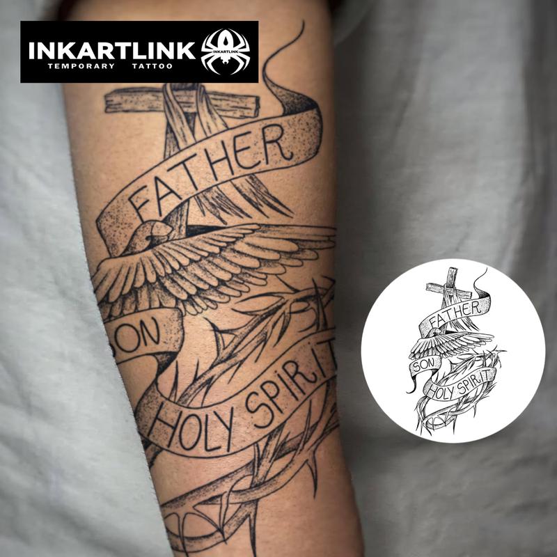 INKARTLINK Tattoo Tech, 2 Sheets Semi-Permanent Temporary Tattoos ,Repose​​,Adult Art Design,Lasts 1-2 Weeks, Waterproof, Realistic Look, No Adhesive, No Reflection,For Man And Woman,Ideal for Swimming, Party