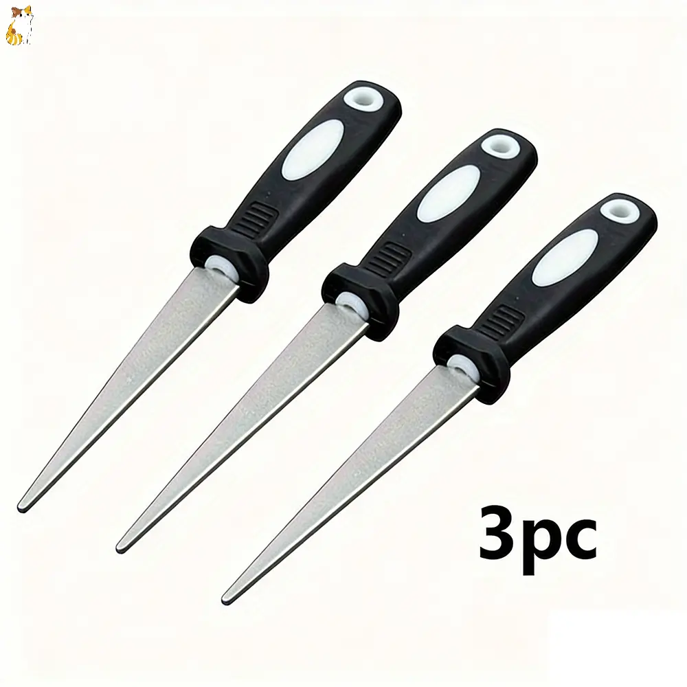 3pcs High-Quality Diamond-Coated Sharpening Files, Suitable for Scissors, Knives, And Tools - Double-Sided Flat And Curved Design for Efficient Sharpening - Durable Metal Construction for Long-Lasting Performance