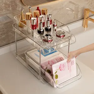 1 Pc Cosmetic Storage Rack, Multi-Layer Organizer, Kitchen Sink Rack 2-Tier 3-Tier Pull-Out Type, Under Bathroom Cabinet Storage Shelf, Bathroom & Desktop Organizer