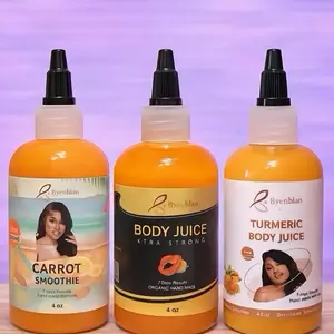 Byenblan Body Care Moisturizer Treatment Juices Set (3 Pieces) - 4oz Assortment of Papaya, Carrot, Turmeric for Wellness & Hydration