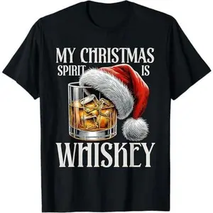 My Christmas Spirit Is Whiskey Funny Christmas Drinking T-Shirt