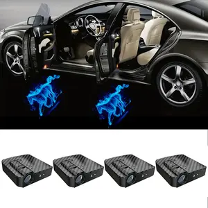 4-Piece Universal Wireless Car Door Welcome Light, Blue Flame Horse, Magic Circle Car Door Projection Light, Car LED Welcome Ambient Light, Easy Installation Car Interio fathersdaygift