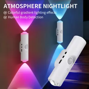 RGB night light, LED ambient light, magnetic installation without drilling, ultra-long battery life, motion sensor, adjustable light colors, suitable for various walls, living rooms, bedrooms, corridors, staircases, bars, and date settings