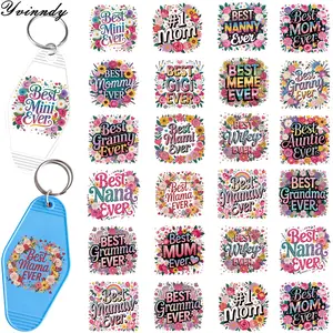 48Pcs/SetBest Mom DIY Motel Keychain UV DTF Transfer Sticker For Key Chain Personal Accessories