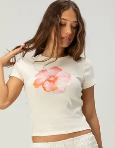 FULL TILT  Womens Flower Beaded Baby Tee