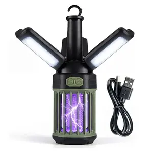 COSTWAY Foldable Bug Zapper, Outdoor Mosquito Zapper Lamp with Adjustable Lighting Modes & Safety Netting, Portable Mosquito Trap Fly Zapper with Type-C Rechargeable for Patio Camping Hiking