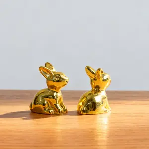 30pcs New Year's Mini Golden Rabbit Ornaments Wholesale, Golden Rabbit Ornaments, Mini Garden Landscape, Doll House, Cake Decoration, Potted Plants, DIY Handicrafts, New Year's Wedding Party Gifts