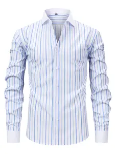 Men's High-Stretch Striped Shirt — Quick-Drying, Breathable, Wrinkle-Resistant Long Sleeve. Business-Casual Style featuring Outdoor-Grade Fabric. An Excellent Gift Choice — Special Offer from our TikTok Shop.
