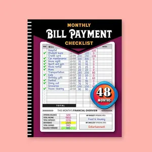 Monthly Bill Payment Checklist, 1 Count 48 Months Bill Records Notebook, Financial Management Book, Accounting Supplies for  Money Managers
