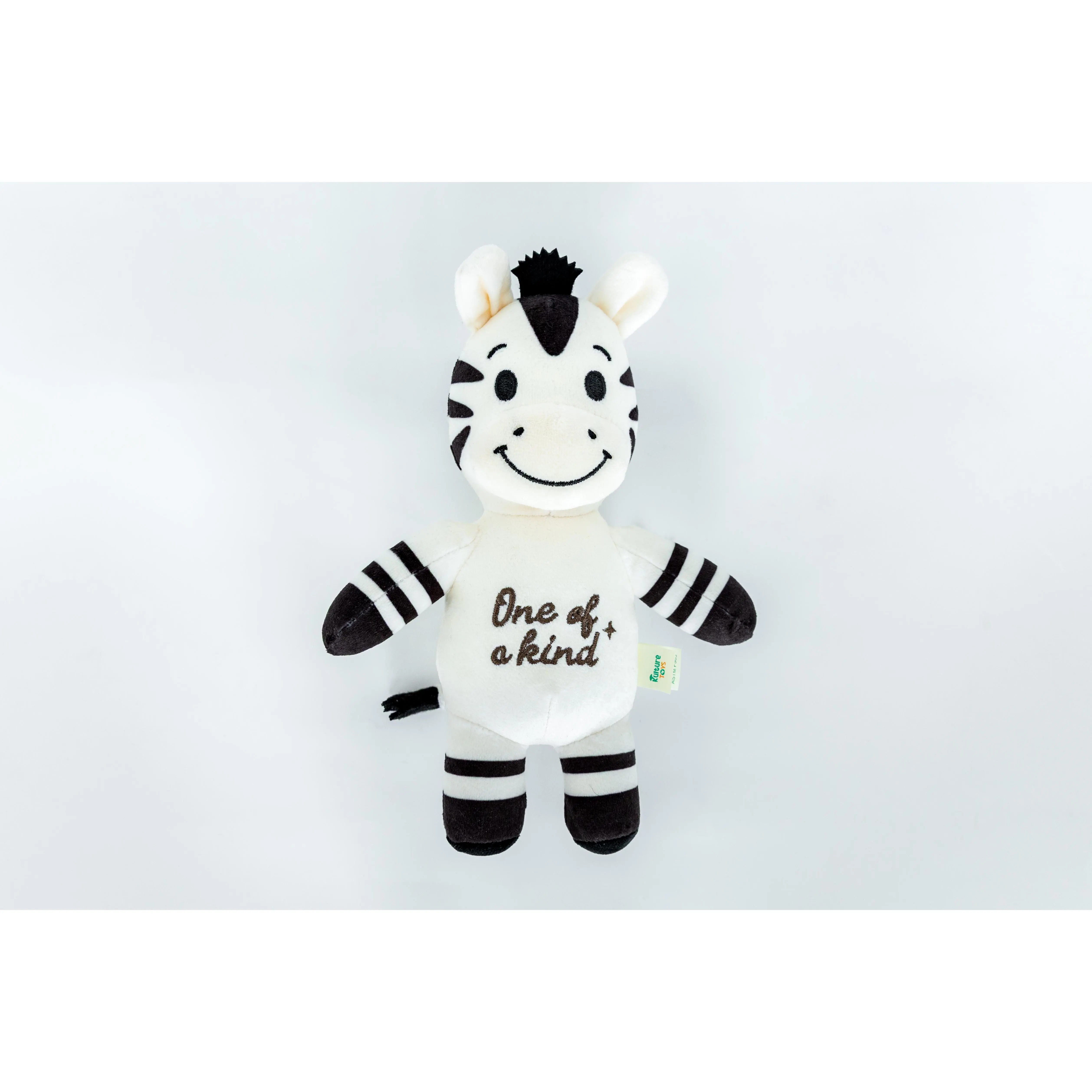 Taji The Zebra - Soft Stuffed Toy for Kids Ages 3+ , 7-8 Inches Tall , Soft Cream and Deep Brown Stripes, Encouraging Gift with Backpack Loop