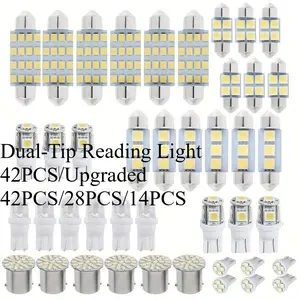 Car Interior LED Light Kit, 14, 28 or 42 Pcs Car LED Bulb Set, Fits 31 mm, 36 mm and 41 mm Dome, Map, Trunk and License Plate Lights