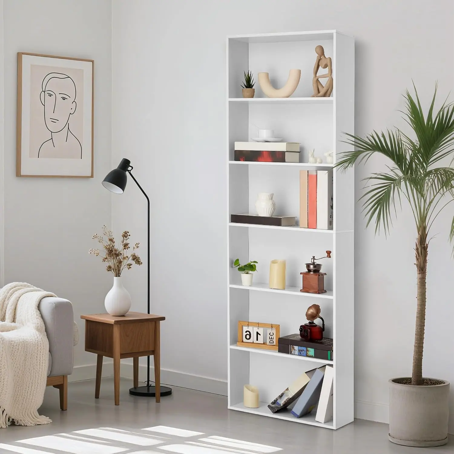 Industrial-Grade 6-Tier Bookcase, Heavy-Duty Rustic Storage Shelf with Anti-Tip Safety Design – Sturdy Organizer for Home Office, Living Room, Bedroom & Library in Modern Farmhouse Style