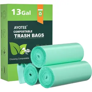 Compostable Trash Bags 13 Gallon Tall Kitchen, 45 Count Biodegradable Garbage Bag, Large Compost Bag for Kitchen Bathroom Home Office