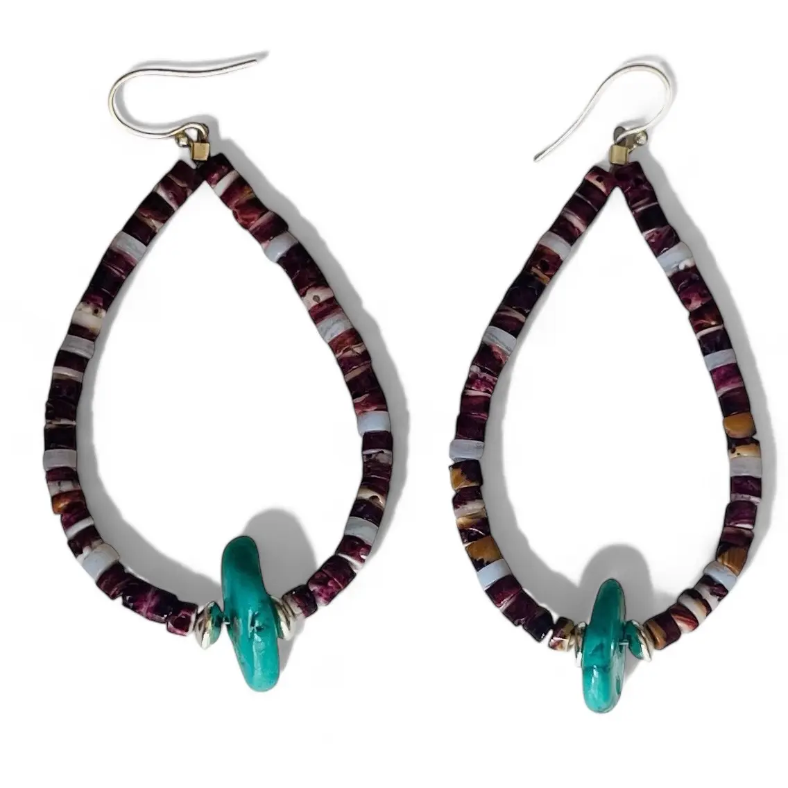 Purple Spiny Oyster & Sterling Silver drop earrings