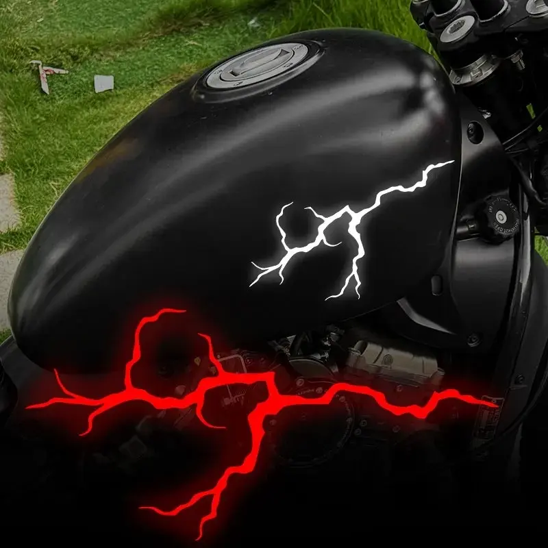 1PC Reflective Lightning Motorcycle Stickers, Waterproof Safe Driving, for Motorbike Helmet Fuel Tank DIY Scooter Vinyl Decals, Windshield Sticker, Motorcycle Decoration