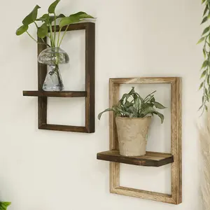 Wooden Wall Mounted Shelf, 1 Count Rustic Wall Hanging Shelf, Decorative Wall Mounted Storage Display Shelf for Plants, Small Items, Home Decor, Wall Shelf Unit