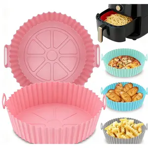 Round silicone air fryer mat, washable and reusable air fryer mat, air fryer accessory, suitable for 4 to 7-quart air fryers, oven and microwave accessories.
