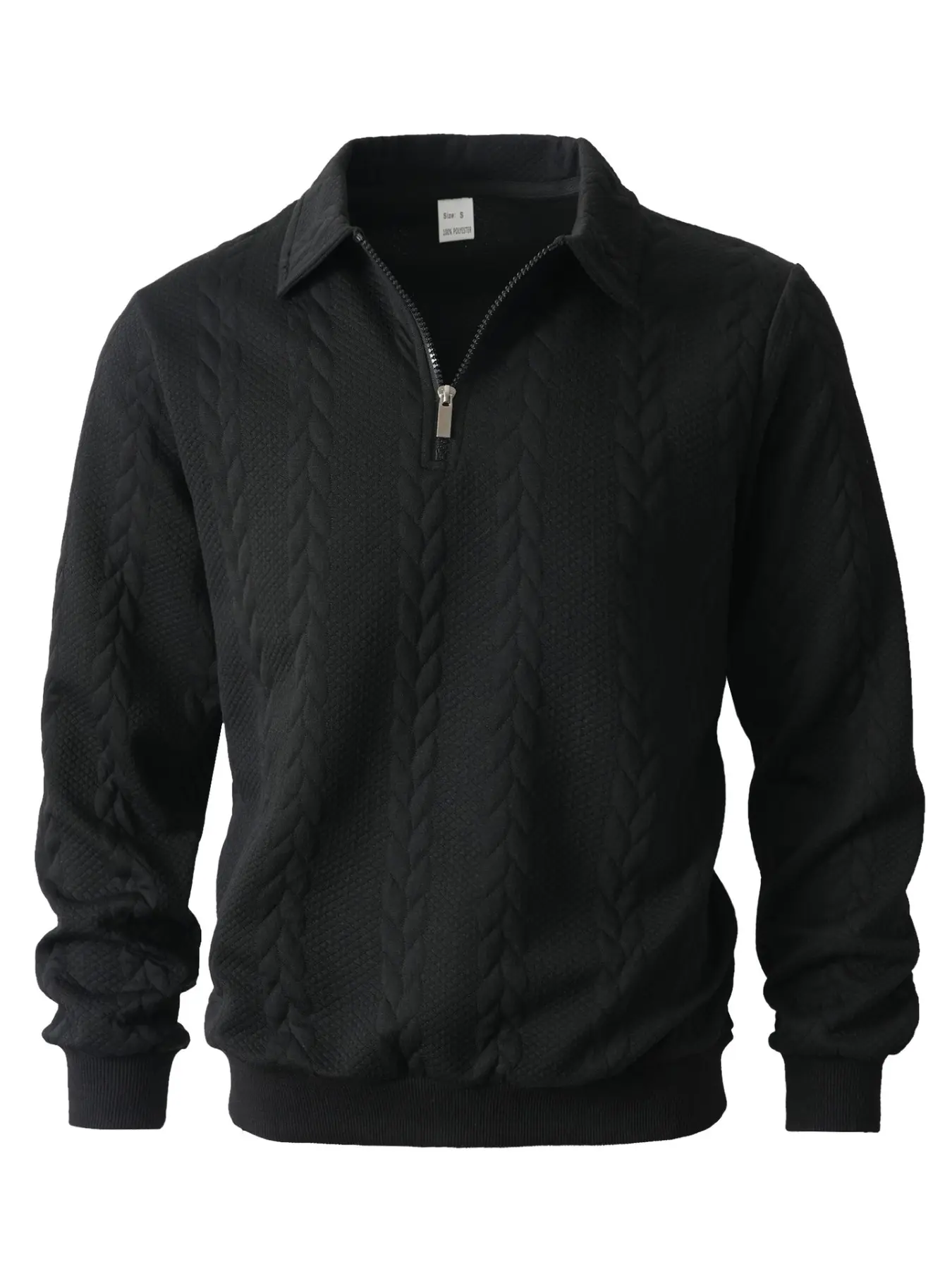 Men's Fashion Classic Plain Knit Polo Neck Pullover Sweater, Knitwear Long Sleeve Zipper Top, Casual Sporty Sportswear for Spring & Fall, Essential Wardrobe Item