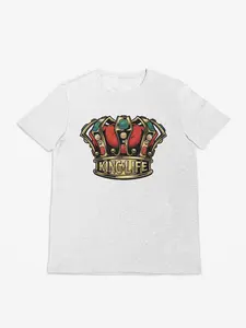 Kinglife Gold Crown Unisex White Cotton Tee - Available in Multiple Colors Clothes Menswear Printed Comfortable Fashion Streetwear Tshirt