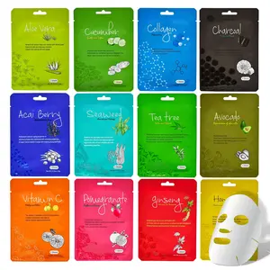 12-Piece Essence Mask Set with Deep Aloe and Charcoal for Hydrating and Comforting Skin - Hydrate