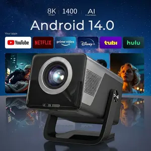 [8K Support/1400 ANSI/AI Visual Calibration] Native 1080P UHD Projector with Android 14 OS, X7AR Smart Projector with Hi-Res Audio, Auto Focus&Keystone,WiFi 6&Bluetooth 5.4, 200" Screen for Home Outdoor