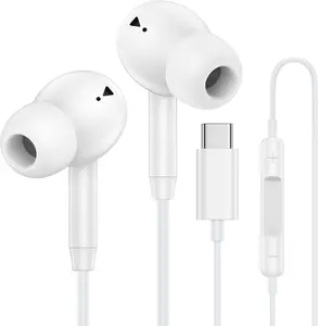 ABCPOW USB C Wired Earbuds Ear Buds for iPhone 17 16 Pro Max 16e 16 Plus 16Pro 15 Pro Max 15 Plus 15Pro 15 USBC in-Ear Headphones Wired Type C iPhone 16 Earbud Earphones Headsets with Microphone for Samsung